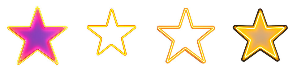 Obraz premium Set of glowing colorful star with different geometric shapes and patterns Minimalist modern graphic design elements for branding marketing or web design