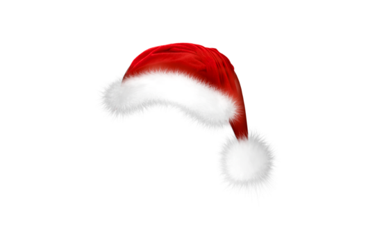 santa claus hat on transparent background. red christmas hat png