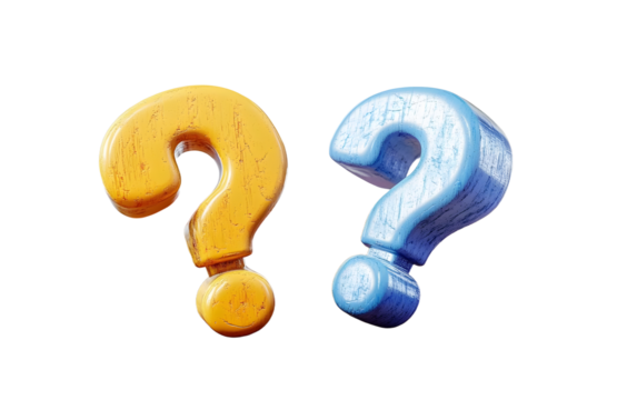 Cartoon question mark and exclamation point, chat mark, 3d rendering.