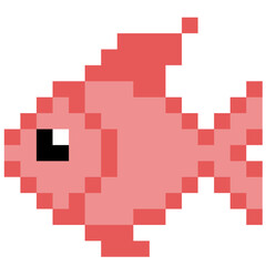 red fish in pixel art