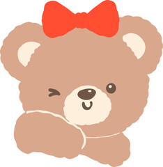 Cute Retro Valentine Teddy Bear face with bow tie