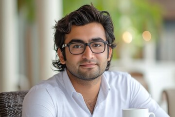 Young Man Wearing Glasses Casual Portrait Soft Lighting Background