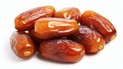 Fresh Medjool dates displayed on a white background for culinary purposes and healthy snacking options