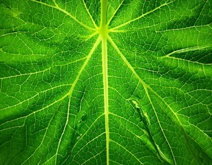Obraz premium Background texture with a fresh green papaya leaf motif, showing details of the natural vein