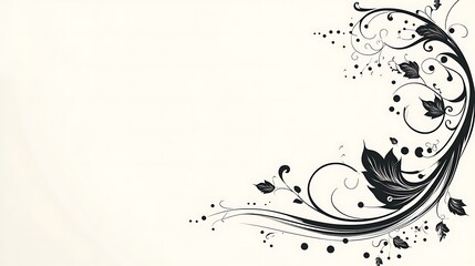 Elegant Black Floral Design On White Background