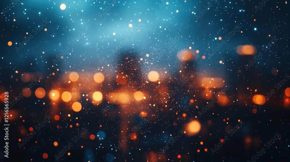 Poster abstract blue and white cloudy background with soft blur, creating a dreamy atmosphere filled with l