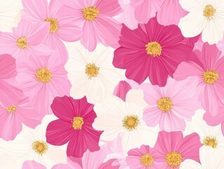 Obraz premium A Beautiful and Vibrant Floral Background Featuring a Dense Arrangement of Cosmos Flowers