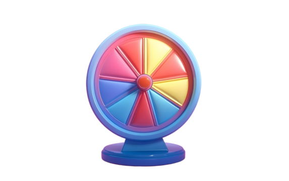 Cartoon spinning fortune wheel, fortune spinning wheel for promotion events, 3d rendering.