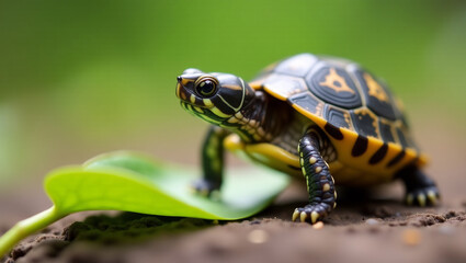 Baby Turtle's First Leaf Sniff