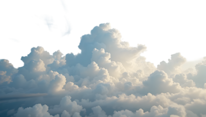 Bright blue sky with fluffy clouds and a sunny day