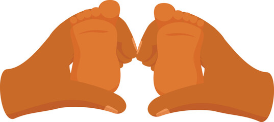 Parent gently holding newborn baby feet forming heart shape, celebrating love and connection