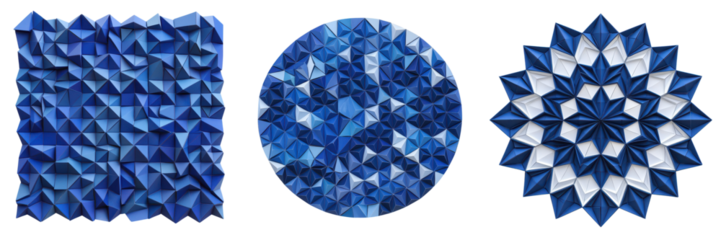 Captivating Crystalline Mosaic   Vibrant Blue Digital Fractal Pattern with Intricate Polygonal Shapes and Symmetry  Abstract Geometric Art Rendering for Wallpaper Backdrop or Graphic Design