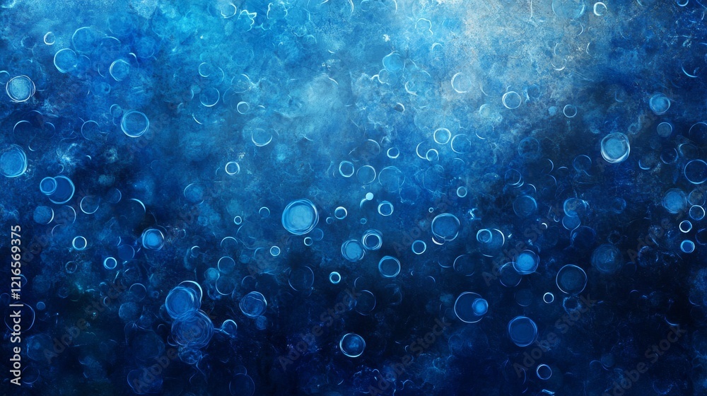 Sticker abstract blue molecule background featuring interconnected atomic structures and glowing particles, 