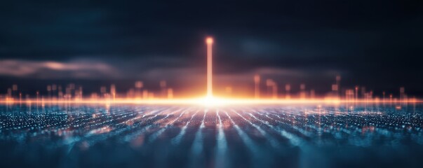 Fototapeta premium Glowing Digital Horizon with Vibrant Light Rays