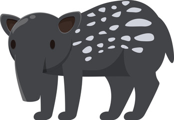 Cartoon illustration of a brazilian tapir standing and looking forward, a friendly representation of south american wildlife