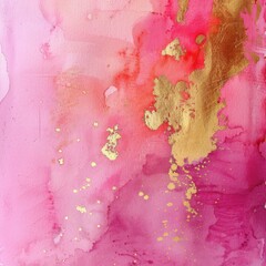 Elegant Pink and Golden Watercolor Abstract for Artistic Designs