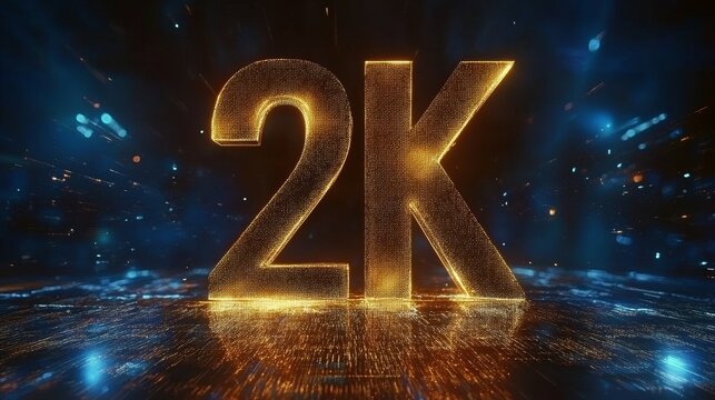 Glowing 2K Celebration Commemorating 2000 Subscribers with a Futuristic Blue Digital Background