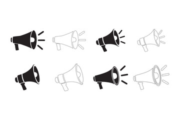 Loudspeaker icon set, Megaphone icon vector art on white background
