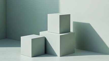 Three Light Green Cubes Arranged In A Corner