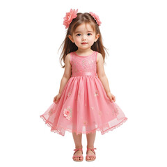 Portrait of a pretty little girl in pink dress
