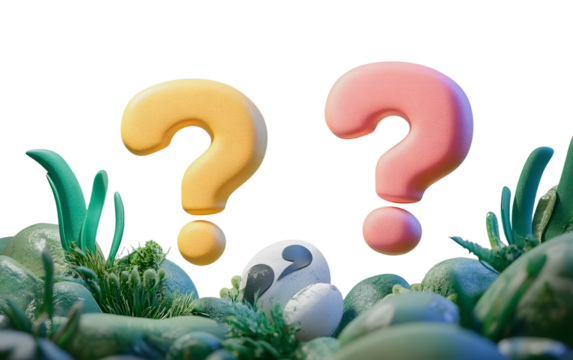 Cartoon question mark, faq problem solution symbol, chat symbol , 3d rendering.