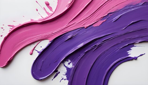 Fond &eacute;paisse couche de peinture acrylique rose et violette. Coups pinceaux artiste.