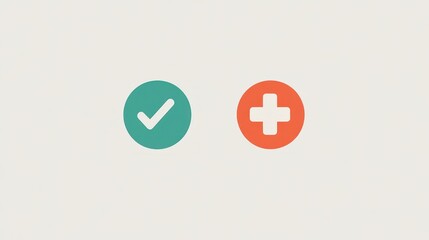 Simple Checkmark and Plus Sign Icons: Minimalist Design