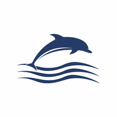 Jumping Dolphin Vector Logo Design.