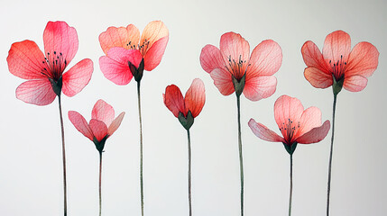 Obraz premium Watercolor Pink Flowers: Elegant Botanical Painting, Delicate Petals, Soft Hues, Serene Nature Art