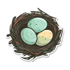 elegant illustration of nest with bird egg