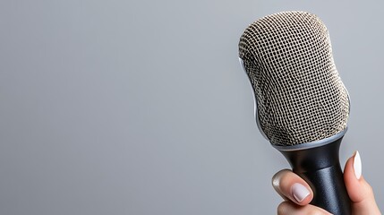 Hand holding a round hairbrush with unique bristle design against a plain gray background for personal grooming
