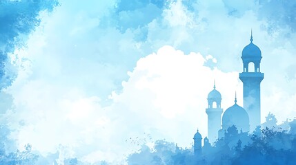 Serene Mosque Silhouette Against a Blue Sky