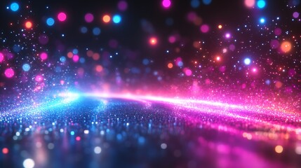 Fototapeta premium Glittering cosmic dust particles shine brightly in blue and pink