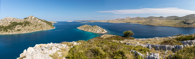 Fototapeta premium Kornati island archipelago panoramic view. Kornati National Park panorama, Croatia