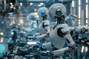 A robot is working in a factory