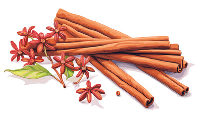 elegant illustration of cinnamon sticks and cloves