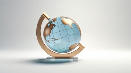 Stylish globe on stand with golden accents showcasing continents against a minimalist background