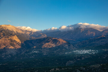 Fototapeta premium Panoramic view of beautiful mountains and seaside countryside of Crete, Greece