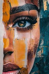Close-Up of Artistic Eye Expression with Vibrant Brush Strokes