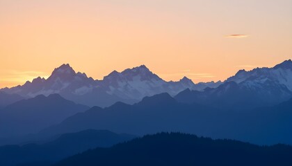 Mountain landscape at sunset