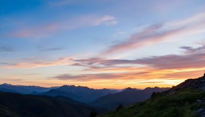 Obraz premium Mountain landscape at sunset