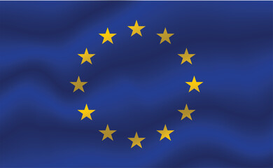 National Flag of Europe. Waving flag of Europe. Vector illustration. 