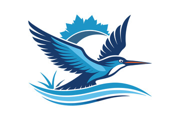 flying kingfisher with color silhouette logo D.eps