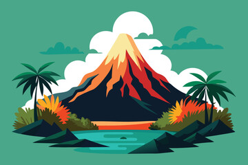 Lush Jungle Surrounds the Volcano B.eps © farzana