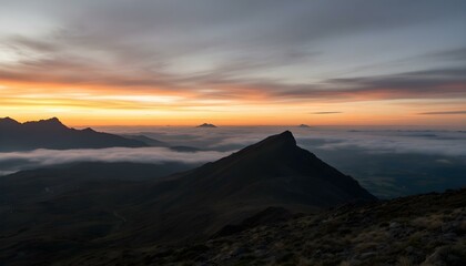 Obraz premium Mountain landscape at sunset