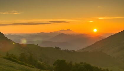 Fototapeta premium Mountain landscape at sunset