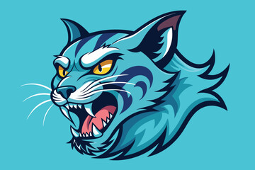 Whiskered Warrior A Side Profile of a Feisty Cat C.eps