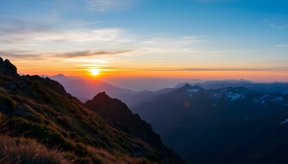 Mountain landscape at sunset