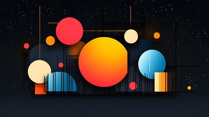 Abstract Colorful Circles Geometric Design Background
