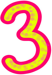 The numbers are written in bright colors, bubbles are present.